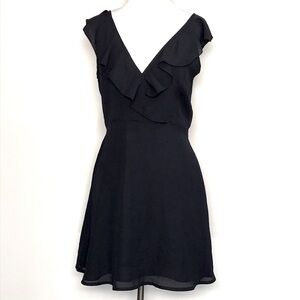 Lulu’s Women’s Little Black Ruffle Skater Mini Dress Size S Small